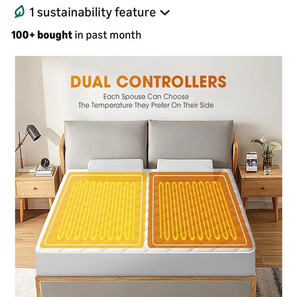 Premium White Quilted Electric Mattress Pad